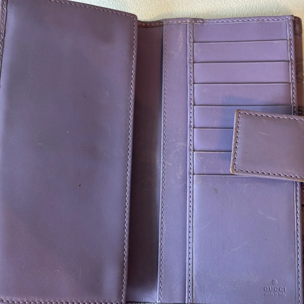 GUCCI Velvet Line Long Wallet - Lavender and grey